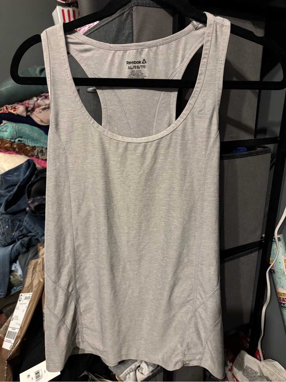 Reebok Women's Light Gray Racerback Tank Top XL